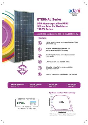 Adani  Mono-crystalline PERC - Eternal Series 72 Cells(365Wp - 390Wp) - Image 3